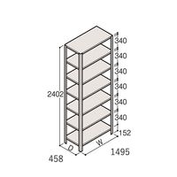 アズワン 軽量棚 ERR開放型 H2400×W1500×D450 有効棚 6段 67-5243-12 1個（直送品）
