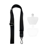 Trimate カラビナ付きネックストラップ&外付けストラップホール(2枚)ブラック TR-STP009-BK 1個 67-4920-96（直送品）