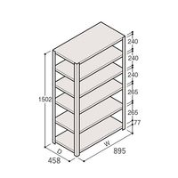 アズワン 軽量棚 ERR開放型 H1500×W900×D450 有効棚 5段 67-5241-60 1個（直送品）
