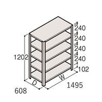 アズワン 軽量棚 ERR開放型 H1200×W1500×D600 有効棚 4段 67-5241-31 1個（直送品）