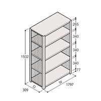 アズワン 軽量棚 ERR金網型 H1500×W1800×D300 有効棚 4段 67-5243-62 1個（直送品）