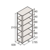 アズワン 軽量棚 ERR開放型 H2100×W1800×D600 有効棚 5段 67-5242-55 1個（直送品）