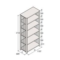 アズワン 軽量棚 ERR金網型 H2100×W1200×D600 有効棚 5段 67-5244-55 1個（直送品）