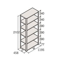 アズワン 軽量棚 ERR開放型 H2100×W1200×D450 有効棚 5段 67-5242-48 1個（直送品）