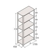 アズワン 軽量棚 ERR開放型 H2100×W1800×D450 有効棚 4段 67-5242-42 1個（直送品）