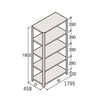 アズワン 軽量棚 ERR開放型 H1800×W1800×D450 有効棚 4段 67-5241-93 1個（直送品）