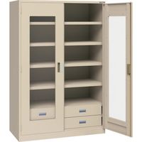 トラスコ中山 TRUSCO スーパーヘビーキャビネット 窓・4枚棚・引出大4個 SHC-604M4L-A 1台 585-6933（直送品）