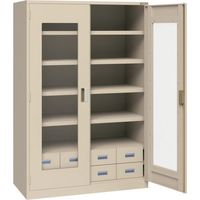 トラスコ中山 TRUSCO スーパーヘビーキャビネット 窓・4枚棚・引出小8個 SHC-604M8S-A 1台 585-6937（直送品）