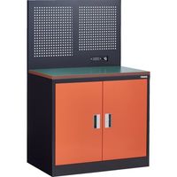 TRUSCO フリッパードアキャビネット 1010X650 天板・パンチングパネル付 黒(扉:オレンジ) FPB-302TCPBK 1台（直送品）