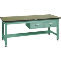 TRUSCO 中荷重作業台(1200kg)HW型 1200X900XH740 2列引出付 グリーン色 緑 RHW-1209FL2 GN 1台（直送品）