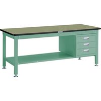 TRUSCO 中荷重作業台(1200kg)HW型 1500X750XH740 3段引出付 グリーン色 緑 RHW-1500D3 GN 1台（直送品）