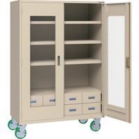 トラスコ中山 TRUSCO スーパーヘビーキャビネット 窓・引出大8個・キャスター付 SHC-604LC8S-A 1台 585-6939（直送品）