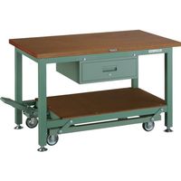 TRUSCO 重荷重作業台移動式(3000kg)TWC型 1200X750XH740 1段引出付 グリーン色 TWC-1200F1 1台（直送品）
