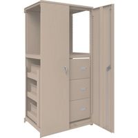 TRUSCO M2型軽中量棚棚 背板・扉付 W860XD600XH1800 HM型深型引出し3段付 連結 M2-6363-HM93-SDB（直送品）