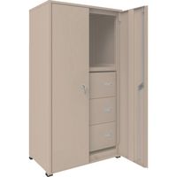 TRUSCO M3型中量棚 背板・側板・扉付 W900XD595 HM型深型引出し3段付 M3-6363-HM93-SGD 1台（直送品）