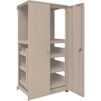 TRUSCO M3型中量棚 背板・扉付 W900XD595XH1800 HTM型スライド棚3段付 連結 M3-6363-HTM93-SDB（直送品）