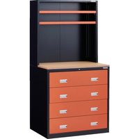 トラスコ中山 TRUSCO TWK型キャビネット 900X650XH1800 4段 上棚付 Sレール 黒 TWK-904S-UT2 1台（直送品）