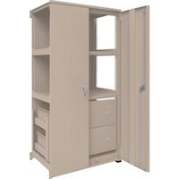 TRUSCO M3型中量棚 背板・扉付 W900XD595XH1800 HM型深型引出し2段付 連結 M3-6364-HM62-SDB 1台（直送品）