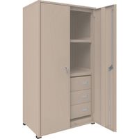 TRUSCO M3型中量棚 背板・側板・扉付 W900XD595 HM型浅型引出し3段付 M3-6364-HM63-SGD 1台（直送品）