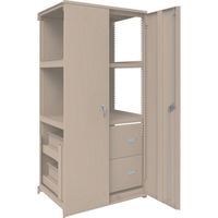 TRUSCO M2型軽中量棚棚 背板・扉付 W860XD600XH1800 HM型深型引出し2段付 連結 M2-6364-HM62-SDB（直送品）