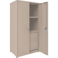 TRUSCO M2型軽中量棚棚 背板・側板・扉付 W860XD600 HM型深型引出し2段付 M2-6364-HM62-SGD 1台（直送品）