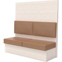 TRUSCO ミーティングベンチシングル H1800XW1500XD575木目ホワイト 生地レザーブラウン MBS64WLBR 1台（直送品）