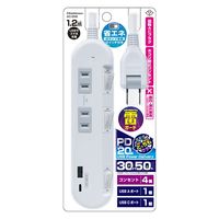 カシムラ 電源タップ4AC-C/A-PD20W スイッチ/雷サージ付き 1.2m AC-058 1台（直送品）