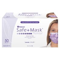 メディコムジャパン セーフマスク プレミア ラベンダー　ふつうサイズ　PMR002011M　不織布　プリーツ　使い捨て　サージカル　1箱(50枚入)