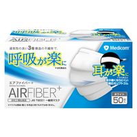 メディコムジャパン エアーファイバー プラス ふつうサイズ ホワイト　AFBJMK2314　プリーツ　サージカル　不織布　使い捨て　1箱(50枚入)