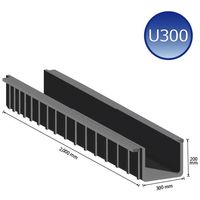 ウッドプラスチック U字溝300型 専用グレーチング 中型車用(6t迄 ウッドプラスチック U字溝300型 専用グレーチング 中型車用(6t迄