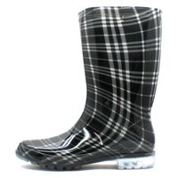 阪神素地 阪神 LB8120 ロングレインブーツ L チェック黒 1足（直送品）