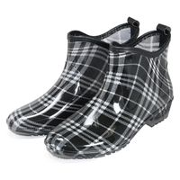 阪神素地 阪神 LB8307 ガーデンショートレインブーツLチェック黒 1足（直送品）