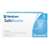 メディコムジャパン セーフベーシック プラスチックエプロン ホワイト SFBGGW5683 袖なし　ポリエチレン　使い捨て　感染対策　1箱(50枚入)