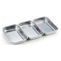 カンダ 0002796食彩亭 ステンレス連結バット・アミ付 4975192089309 1セット(バット:3、アミ:1)（直送品）