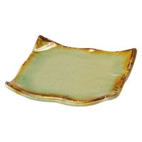 ヤマコー 陶器 四方皿 ビードロ灰釉 茶縁 27967 1枚（直送品）