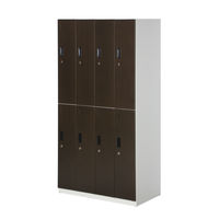 スマイル 木目調スチールロッカー 4連2段8人用 シリンダー錠 ダークブラウン/ホワイト 幅900×奥行515×高さ1790mm 1台（取寄品）