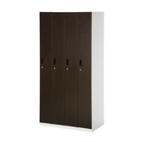 スマイル 木目調スチールロッカー 4連4人用 シリンダー錠 ダークブラウン/ホワイト 幅900×奥行515×高さ1790mm 1台（取寄品）