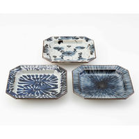 西海陶器 古染紋 手描き八角取皿トリオ 20582 1セット（直送品）