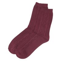 メンズ ジャストケーブルソックス ボルドー 25～27cm LAKOLE/ラコレ