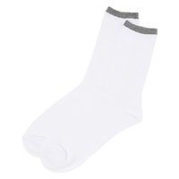 メンズ ジャストリブラインソックス ホワイト（ライン：グレー） 25～27cm LAKOLE/ラコレ