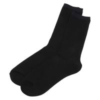 メンズ ジャストリブラインソックス ブラック（ライン：ネイビー） 25～27cm LAKOLE/ラコレ