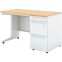 【組立設置込】プラス US-1S 片袖机 幅1200×奥行600×高さ720mm Wメープル×ホワイト UR-126A-3 WM/W4 1台（直送品）