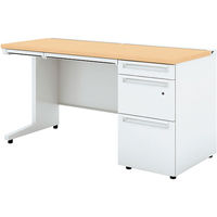 【組立設置込】プラス US-1S 片袖机 幅1400×奥行600×高さ720mm Wメープル×ホワイト UR-146D-3 WM/W4 1台（直送品）