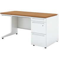 【組立設置込】プラス US-1S 片袖机 幅1400×奥行700×高さ720mm MID×ホワイト UR-147AL-3 T2/W4 1台（直送品）