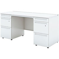 【組立設置込】プラス US-1S 両袖机 幅1500×奥行600×高さ720mm ホワイト×ホワイト UR-156D-33 WS/W4 1台（直送品）