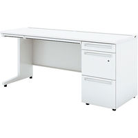 【組立設置込】プラス US-1S 片袖机 幅1600×奥行600×高さ720mm ホワイト×ホワイト UR-166A-3 WS/W4 1台（直送品）