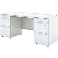 【組立設置込】プラス US-1S 両袖机 幅1600×奥行600×高さ720mm ホワイト×ホワイト UR-166D-33 WS/W4 1台（直送品）