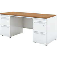 【組立設置込】プラス US-1S 両袖机 幅1600×奥行700×高さ720mm MID×ホワイト UR-167DL-33 T2/W4 1台（直送品）