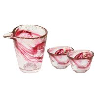 ワールド・クリエイト 箔墨流し 紅 ぐい呑(2個)・片口 ギフトセット 30532 1セット(2個入)