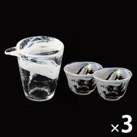 ワールド・クリエイト 箔墨流し 白 ぐい呑(2個)・片口 ギフトセット 30534 1組(2個セット×3)